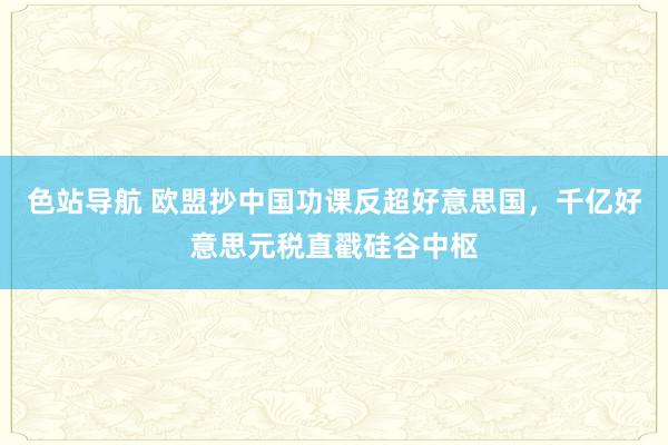 色站导航 欧盟抄中国功课反超好意思国，千亿好意思元税直戳硅谷中枢